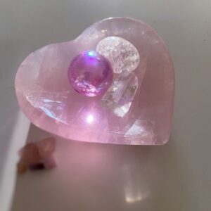 Self Love Crystals: Angel Aura Quartz Sphere, Quartz Point, Fire And Ice Quartz Tumbled Stone