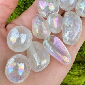 Angel Aura Quartz Tumble 15-25mm Angel Quartz Aura Quartz Clear Quartz Aura Gift Gemstone Tumblestone White Crystals White Gemstones Aura Uk