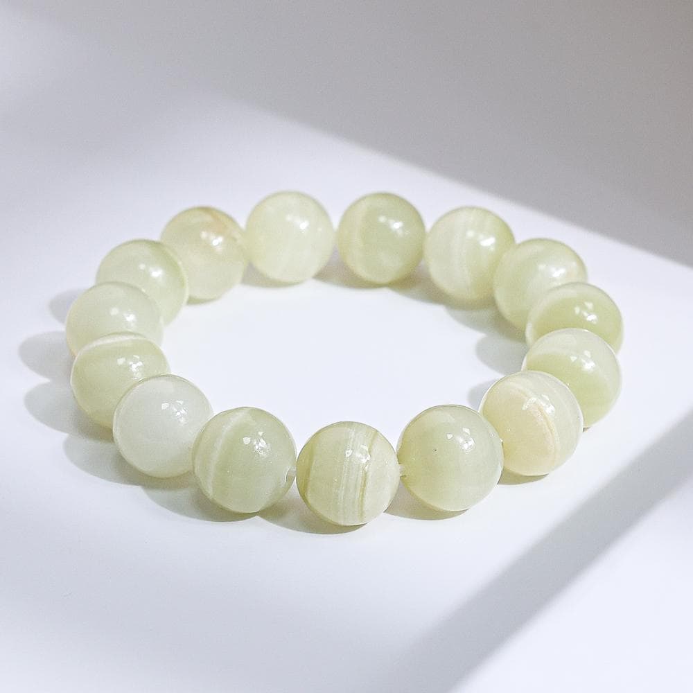 13-14mm Genuine Natural Green Angelite Aaa Round Big Size Beads Gemstone Bracelet For Man And Woman