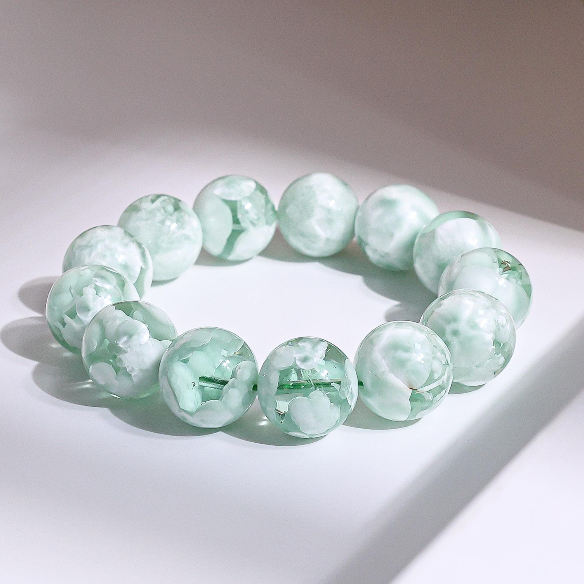 16/17/18/19mm Genuine Natural White Green Angelite Aaa Round Big Size Beads Gemstone Bracelet For Man And Woman,healing Crystal Bracelet 16/17/18/19mm Genuine Natural White Green Angelite Aaa Round Big Size Beads Gemstone Bracelet For Man And Woman,healing Crystal Bracelet