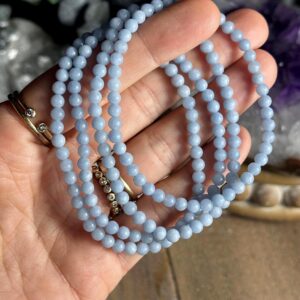 4mm Angelite Crystal Bracelet: Gemstone Jewelry 4mm Angelite Crystal Bracelet: Gemstone Jewelry