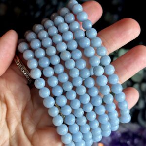6mm Angelite Crystal Bracelet: Gemstone Jewelry 6mm Angelite Crystal Bracelet: Gemstone Jewelry