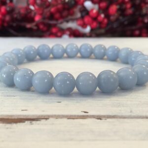 8mm A Grade Angelite Bracelet, Stacking Bracelet, Meditation Wrist Mala, For Calming, Stress Relief, Serenity, Protection, Angelic Guidance