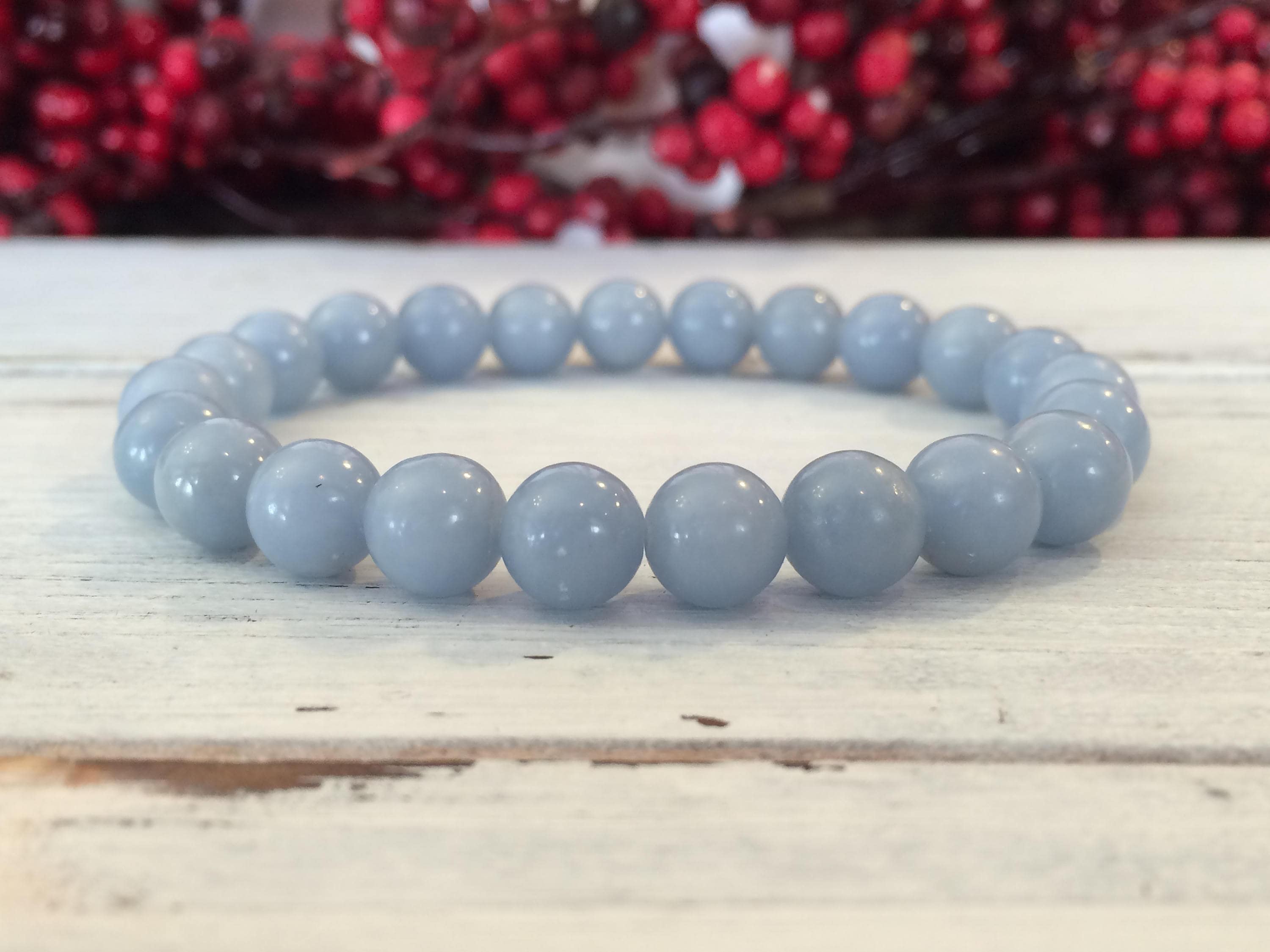 8mm A Grade Angelite Bracelet, Stacking Bracelet, Meditation Wrist Mala, For Calming, Stress Relief, Serenity, Protection, Angelic Guidance 8mm A Grade Angelite Bracelet, Stacking Bracelet, Meditation Wrist Mala, For Calming, Stress Relief, Serenity, Protection, Angelic Guidance