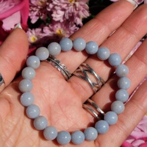 8mm Angelite Custom Fit Sizing Available Stretch Bracelet Calming, Anti-anxiety Healing Crystal Gemstone