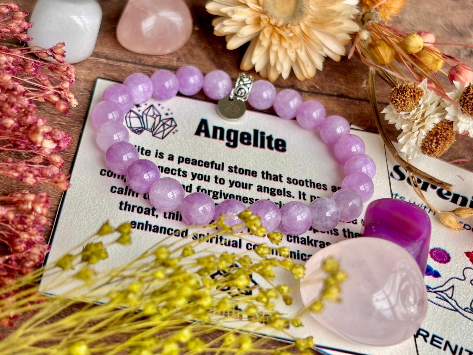 Angelite Bracelet 8mm Inner Peace Communication Angelic Connection Troat Chakra Jewelry