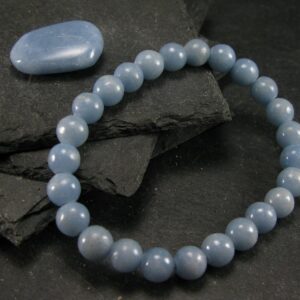 Angelite Anhydrite Genuine Bracelet ~ 7 Inches ~ 8mm Round Beads