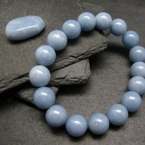 Angelite Anhydrite Genuine Bracelet ~ 7 Inches ~ 12mm Round Beads