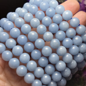 Angelite Bracelet, Beaded Crystal Bracelet (8mm Beads)