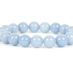 Angelite Bracelet, Blue Gemstone Stretch Bracelet, 10mm Angelite Stacking Bracelet, Statement Jewelry, Handmade Gemstone Jewelry