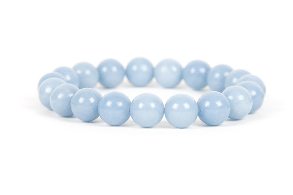 Angelite Bracelet, Blue Gemstone Stretch Bracelet, 10mm Angelite Stacking Bracelet, Statement Jewelry, Handmade Gemstone Jewelry
