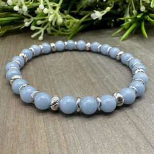 Channel Your Peace Genuine Angelite Gemstone Bead Stretch Bracelet Channel Your Peace Genuine Angelite Gemstone Bead Stretch Bracelet