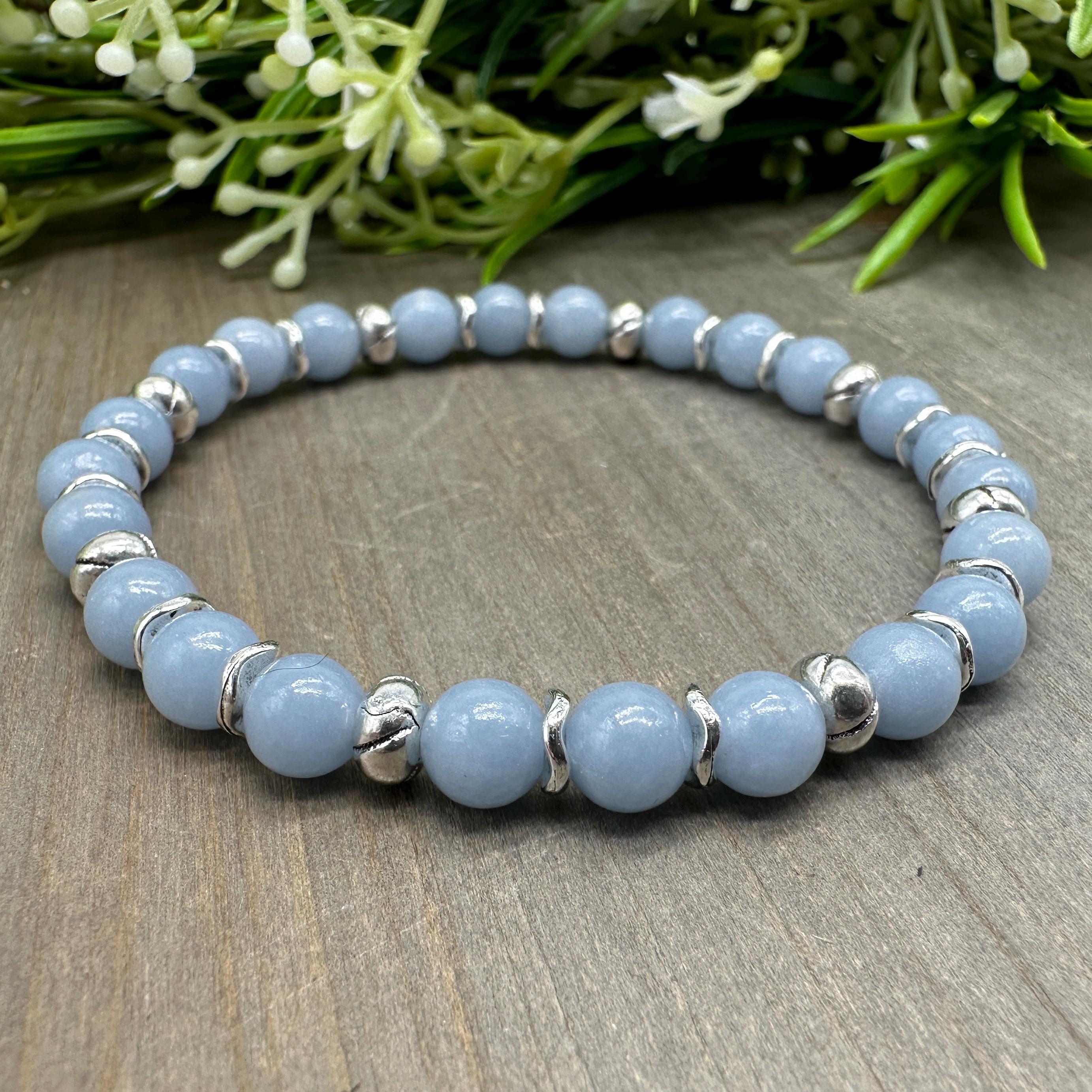 Channel Your Peace Genuine Angelite Gemstone Bead Stretch Bracelet Channel Your Peace Genuine Angelite Gemstone Bead Stretch Bracelet