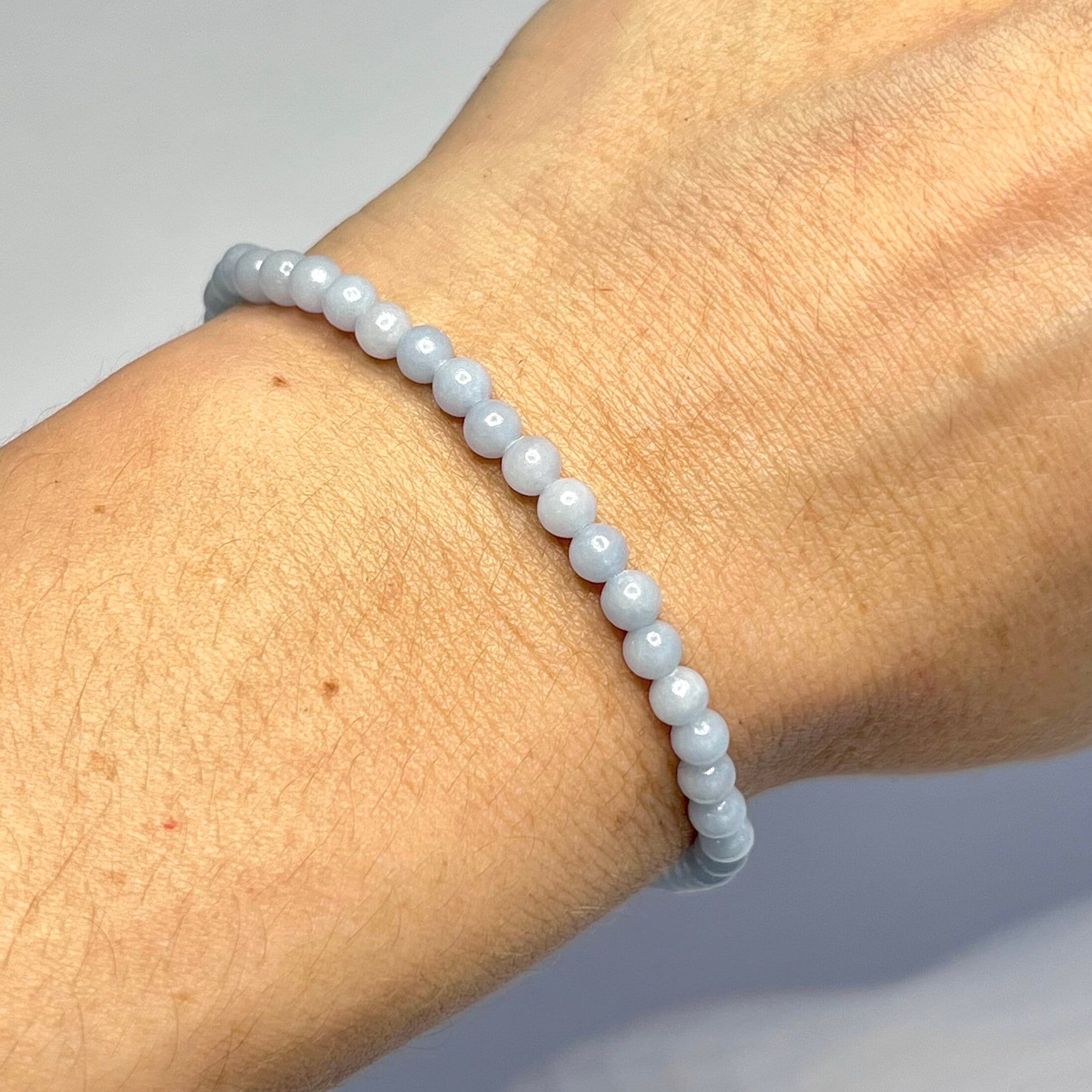 Angelite Crystal Bracelet, 4mm Gemstone Beaded Bracelet Angelite Crystal Bracelet, 4mm Gemstone Beaded Bracelet
