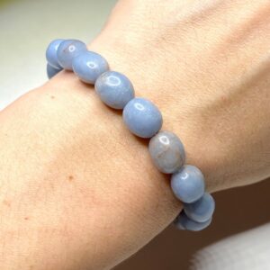Angelite Crystal Bracelet: 8mm Handmade Tumbled Gemstone Bracelet Angelite Crystal Bracelet: 8mm Handmade Tumbled Gemstone Bracelet