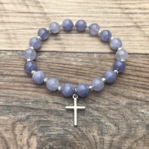 Elegant Angelite Cross Bracelet - Thoughtful Christian Gift Elegant Angelite Cross Bracelet - Thoughtful Christian Gift
