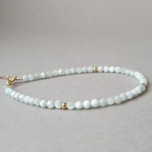 Angelite Bracelet: Faceted Baby Blue Gemstone, Gold Filled