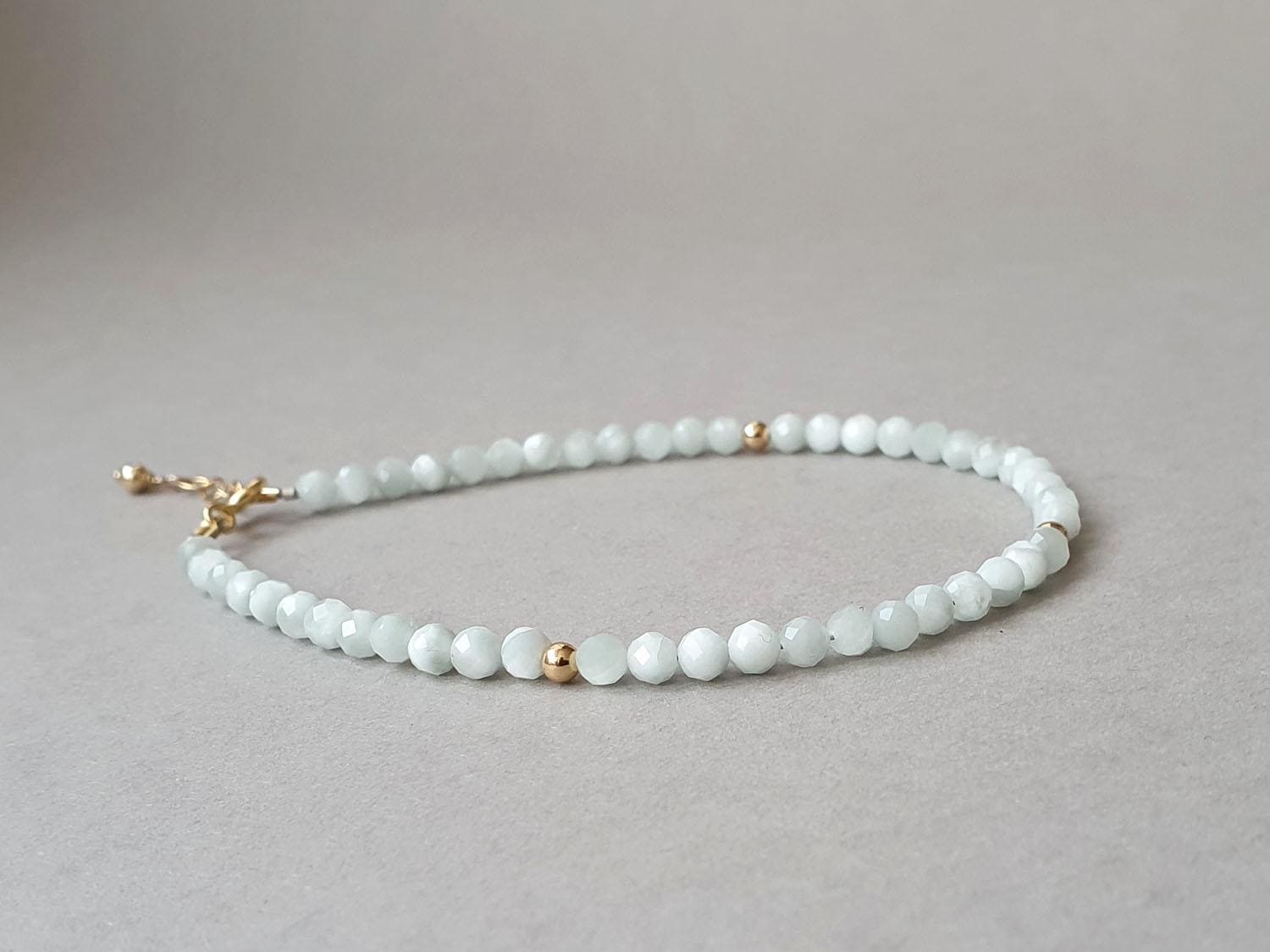 Angelite Bracelet: Faceted Baby Blue Gemstone, Gold Filled Angelite Bracelet: Faceted Baby Blue Gemstone, Gold Filled