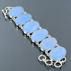 Handmade Angelite Bracelet: 925 Sterling Silver Adjustable Chain Handmade Angelite Bracelet: 925 Sterling Silver Adjustable Chain