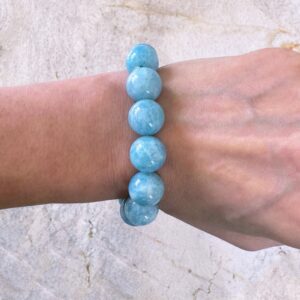Mexican Angelite Bracelet - 14mm Stretch Handcrafted Mexican Angelite Bracelet - 14mm Stretch Handcrafted