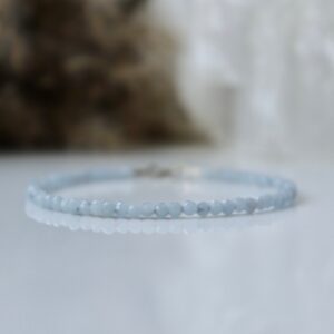 Natural Angelite Bracelet, Aquarius Bracelet, Blue Crystal Bracelet, Genuine Angelite 3mm Bead Bracelet, Womens Bracelet, Dainty Bracelet