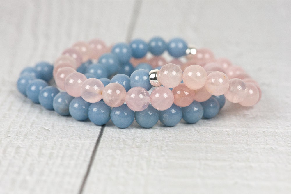 Angelite Bracelet, Natural Blue Gemstone Bracelet, Inner Peace Handmade Gemstone Jewelry, Gemstone Handmade Jewelry