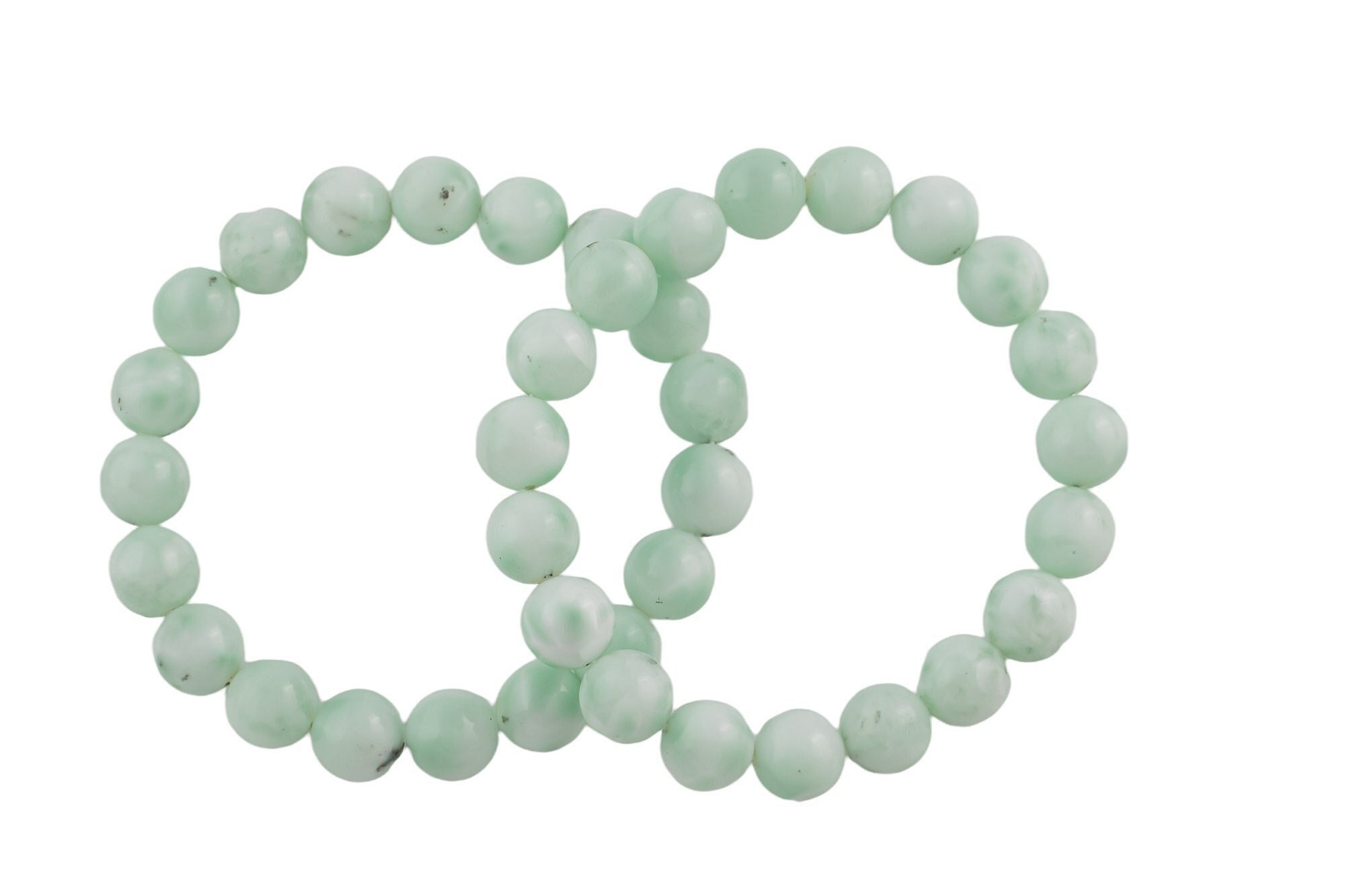 Natural Light Green Angelite Bracelet Smooth Round Size 6mm And 8mm- Handmade In Usa- Approx. 7" Bracelet Crystal Bracelet
