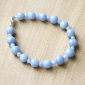 Angelite Bracelet: Natural Stone Bead, Sterling Silver Clasp Angelite Bracelet: Natural Stone Bead, Sterling Silver Clasp
