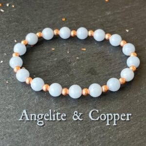Angelite & Untreated Copper Wrist Mala // Stimulates Energy Flow - Intuition - Psychic Ability - Deepening Our Spiritual Practice