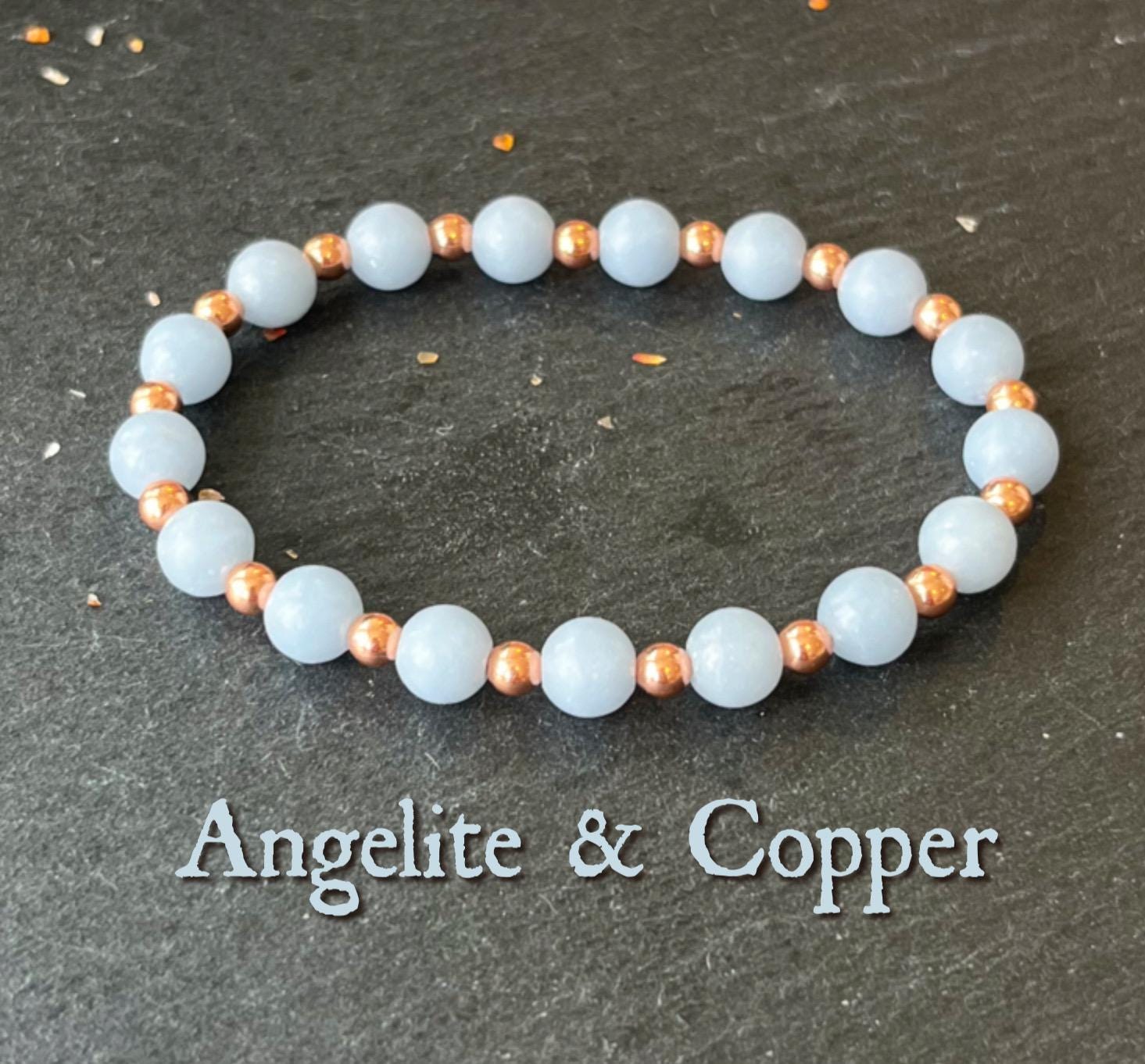 Angelite & Untreated Copper Wrist Mala // Stimulates Energy Flow - Intuition - Psychic Ability - Deepening Our Spiritual Practice Angelite & Untreated Copper Wrist Mala // Stimulates Energy Flow - Intuition - Psychic Ability - Deepening Our Spiritual Practice