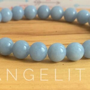 Angelite Bracelet | Angelite Wrist Mala | Spiritual Guidance - Deepening Our Meditation | Angelite Smooth Round Beads | Smooth Angelite Bead