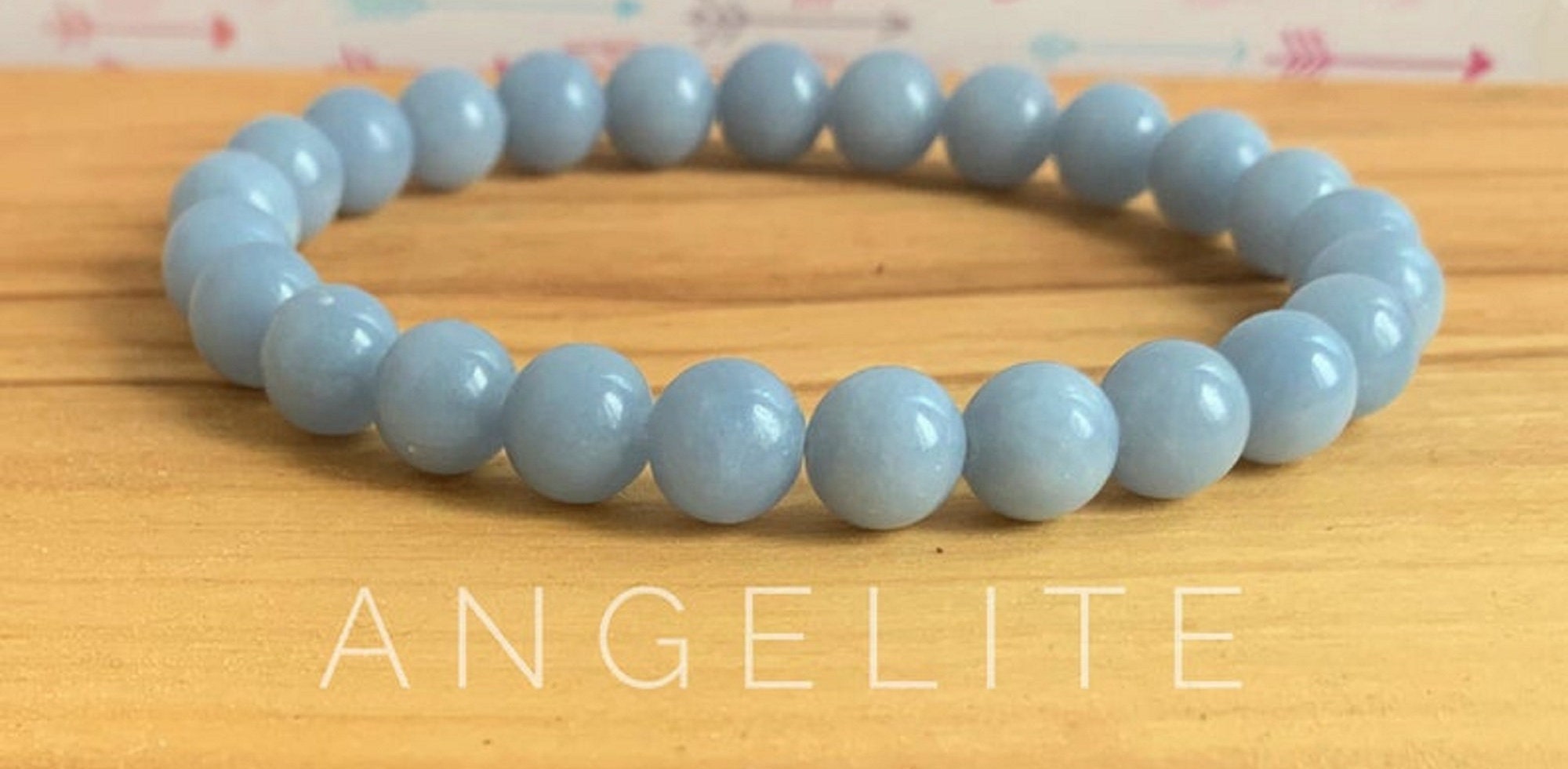 Angelite Bracelet | Angelite Wrist Mala | Spiritual Guidance - Deepening Our Meditation | Angelite Smooth Round Beads | Smooth Angelite Bead