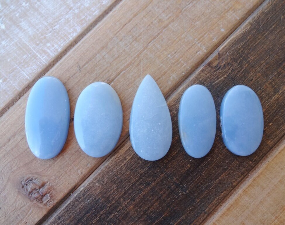 Blue Angelite Cabochon, Blue Angelite Gemstone Smooth Cabochon Cushion, Semi Precious Gemstone Blue Angelite Cabochon, Blue Angelite Gemstone Smooth Cabochon Cushion, Semi Precious Gemstone