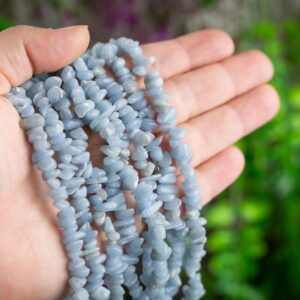 30" Natural Blue Angelite Crystal Chip Beads 6mm - 8mm - Double Length Strand Gemstone Beads