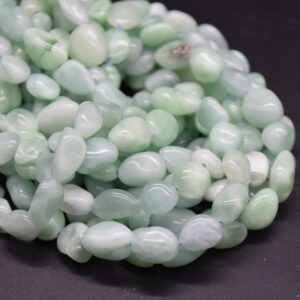 Green Angelite Pebble Tumblestone Nugget Beads - 7mm - 10mm - 15" Strand, For Jewellery Making