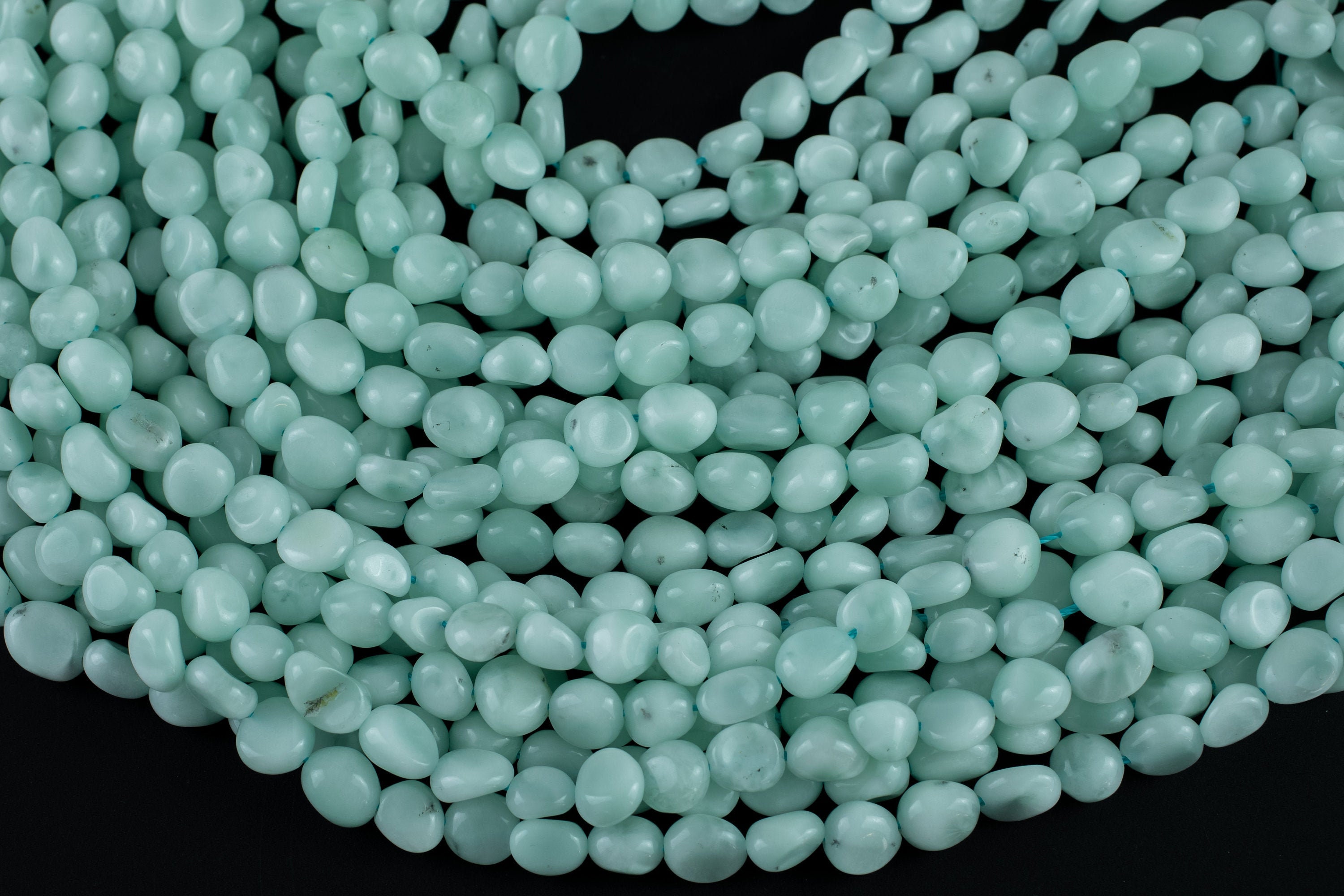 Natural Green Angelite Nuggets Beads -16 Inch Strand - Wholesale Pricing Aaa Quality- Full 16 Inch Strand Gemstone Beads