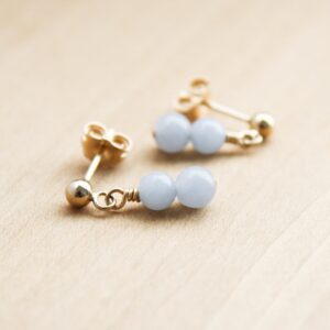 Angelite Earrings: 14k Gold Fill Studs, Natural Gemstone Angelite Earrings: 14k Gold Fill Studs, Natural Gemstone