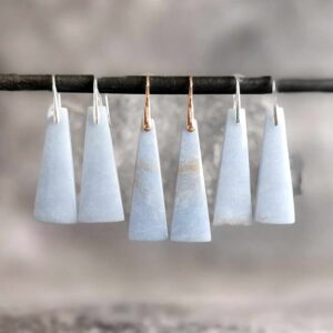 Blue Angelite Earrings, Silver Gold or Rose Gold Earrings, Crystal Earrings, Natural Stone Earrings, Healing Earrings Long Earrings