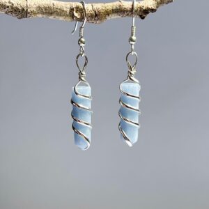 Angelite Crystal Dangle Earrings, Gemstone Wire Wrapped Earrings Angelite Crystal Dangle Earrings, Gemstone Wire Wrapped Earrings