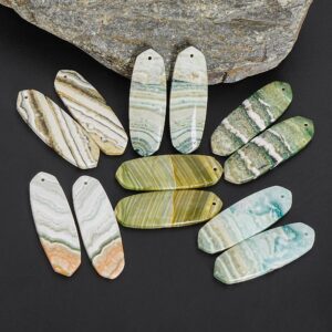 Natural One Of A Kind Green Stripe Indian Angelite Earring Pair 38x13x4mm Earrings Matched Gemstone Bead For Diy Jewelry Making Natural One Of A Kind Green Stripe Indian Angelite Earring Pair 38x13x4mm Earrings Matched Gemstone Bead For Diy Jewelry Making