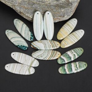 Natural One Of A Kind Pink Green Indian Angelite Earring Pair 38x13x4mm Long Oval Earrings Matched Gemstone Bead Pair Natural One Of A Kind Pink Green Indian Angelite Earring Pair 38x13x4mm Long Oval Earrings Matched Gemstone Bead Pair