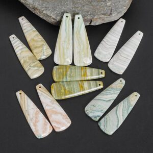 Natural One Of A Kind Pink Green Indian Angelite Earring Pair 38x13x4mm Trapezoid Earrings Matched Gemstone Bead Pair Natural One Of A Kind Pink Green Indian Angelite Earring Pair 38x13x4mm Trapezoid Earrings Matched Gemstone Bead Pair