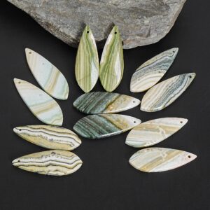 Genuine Natural Leaf Shape Indian Angelite Earring Pair Matched One Of A Kind Natural Gemstone Genuine Natural Leaf Shape Indian Angelite Earring Pair Matched One Of A Kind Natural Gemstone