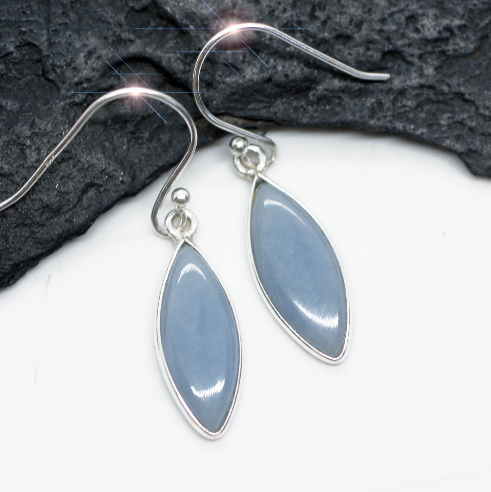 Nothing But Blue Skies - Beautiful Angelite Sterling Silver Earrings
