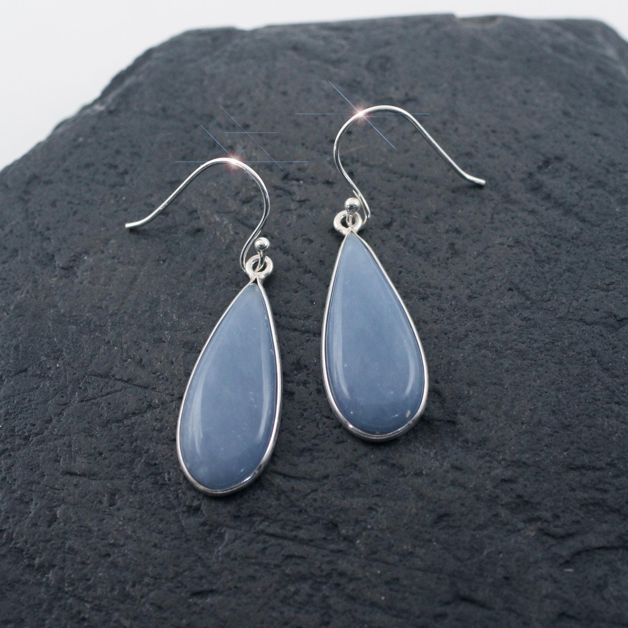 Nothing But Blue Skies -  Beautiful Angelite Sterling Silver Earrings