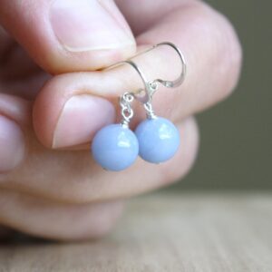 Angelite Earrings: Sterling Silver Cornflower Blue Gemstone Dangles