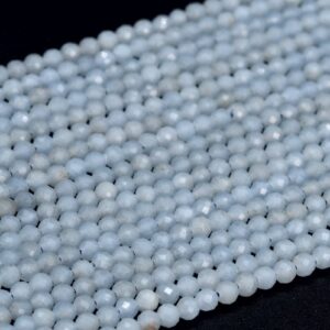 3mm Angelite Beads Grade Aaa Genuine Natural Gemstone Full Strand Faceted Round Loose Beads 15" Bulk Lot Options (107669-2502)