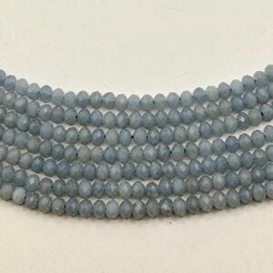 4x3mm Faceted Rondelle Angelite Gemstone Beads. 15” Strand Of Opaque Light Blue Beads, Approx. 130 Per Strand. Blue Angel.