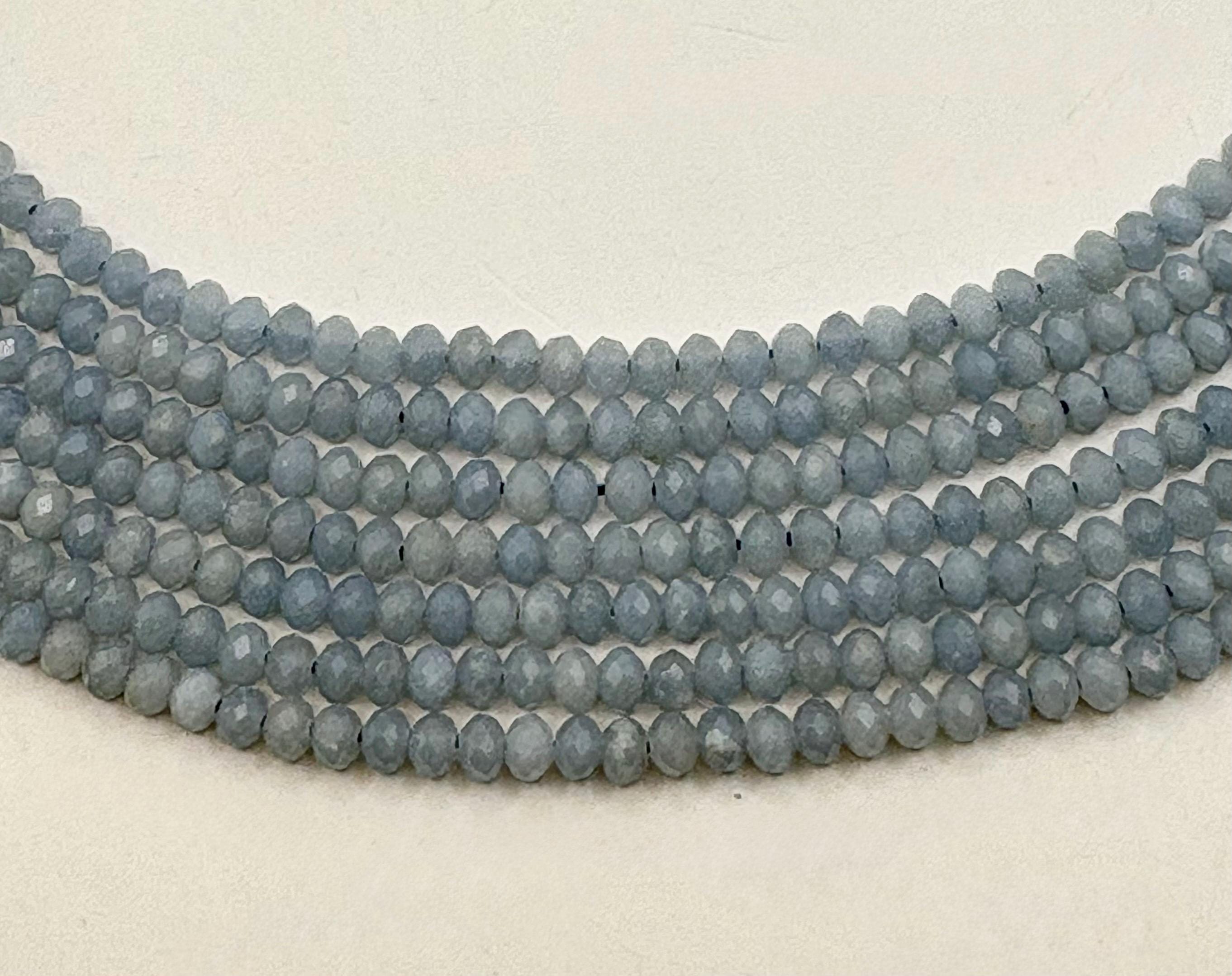 4x3mm Faceted Rondelle Angelite Gemstone Beads.  15” Strand Of Opaque Light Blue Beads, Approx. 130 Per  Strand. Blue Angel.