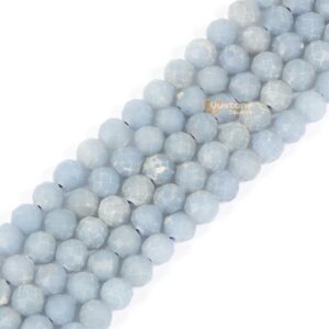 6mm Faceted Matte Angelite Round Ball Loose Beads Diy Jewelry Making Beads Strand 15.5-16"